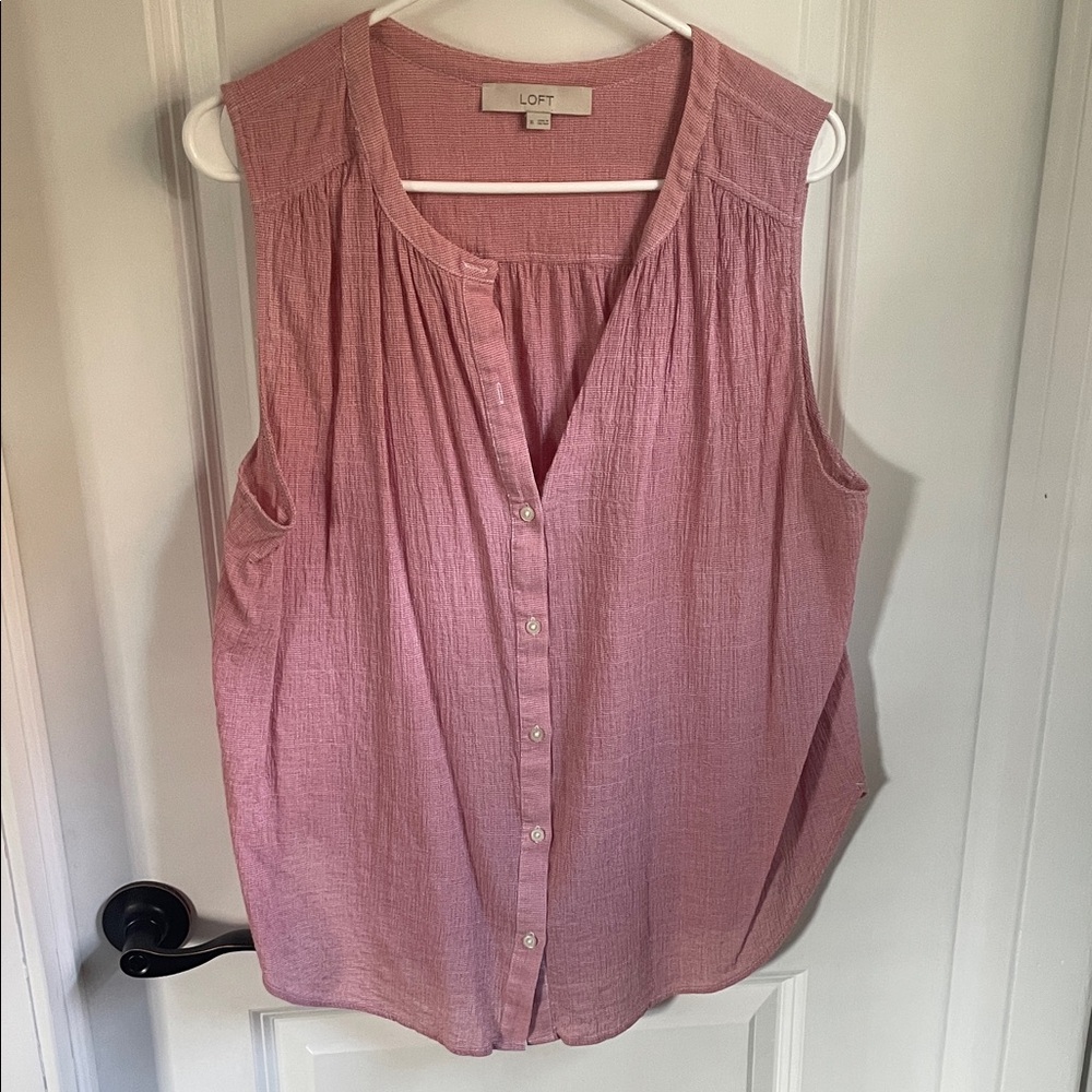 LOFT Rose Button-Down Sleeveless Blouse